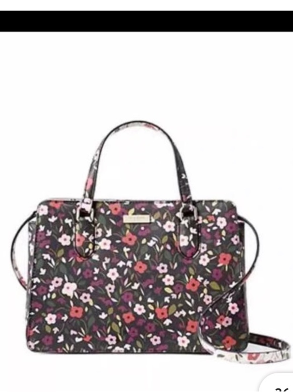 Kate Spade Boho Floral Laurel Way Reese Satchel Bag black purple pink